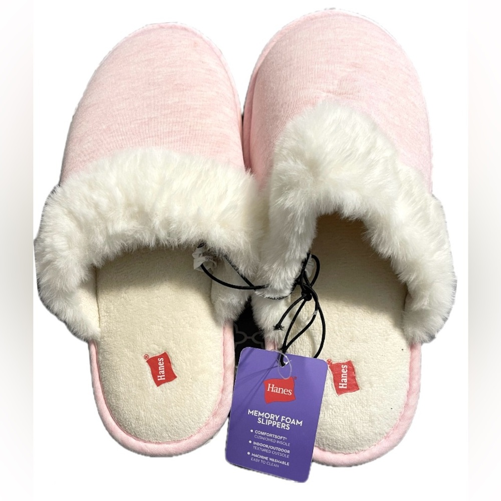 HANES Womens ComfortSoft Slip On Memory Foam slippers cozy/fuzzy size S/M NWT - Picture 2 of 9